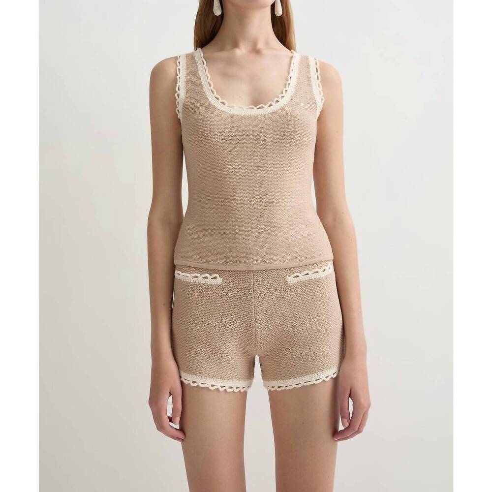 NEW POSSE willow sleeveless scallop top in taupe